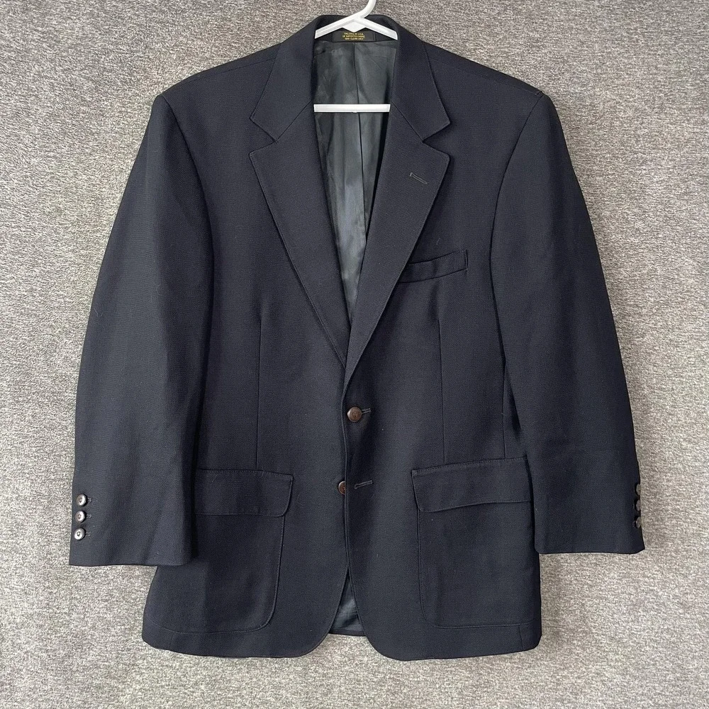 Orvis Blazer Mens 46 Navy Blue Wool Tweed Sport Coat Jacket Lined Classic Fit